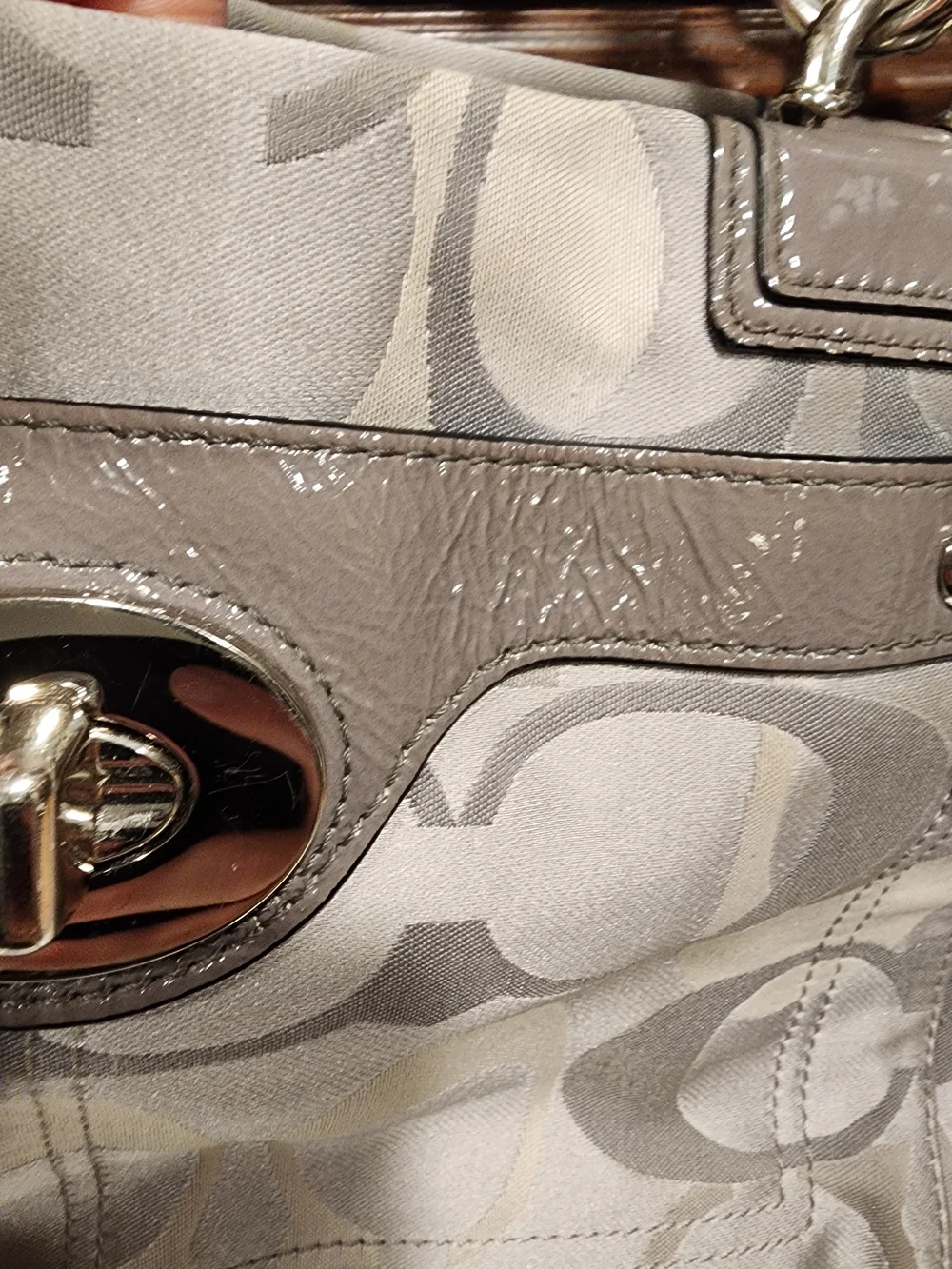 Coach Penelope Optic Signature Gray Shoulder Bag